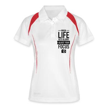 When Life Gets Blurry Adjust Your Focus - Frauen Polo atmungsaktiv - Weiß/Rot - Vorne