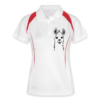 Lama Llama Alpaka cute Zeichnung - Frauen Polo atmungsaktiv - Weiß/Rot - Vorne