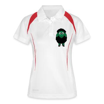 mouton noir petit mignon mignon agneau cool bande dessinée - Polo respirant Femme - blanc/rouge - Devant