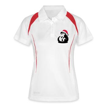 Weihnachten Eidechse - Frauen Polo atmungsaktiv - Weiß/Rot - Vorne