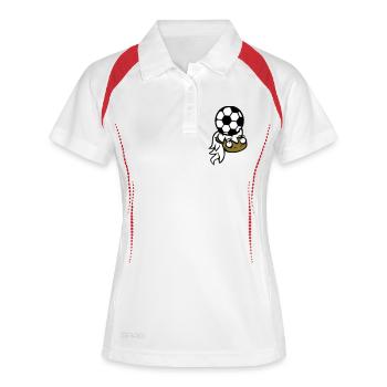 Pferd Fußball Ball spiel Kopfball Verein Fan Hobby - Frauen Polo atmungsaktiv - Weiß/Rot - Vorne