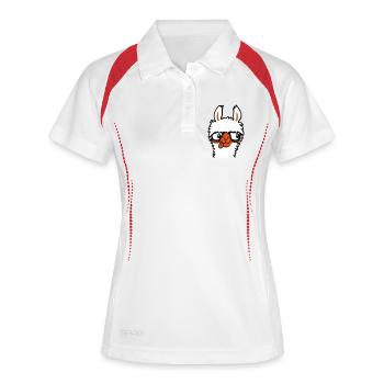 Llama Nerd Geek Horn-Rimmed Glasses Smart Funny Grimace - Women's Polo breathable - white/red - Front