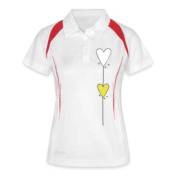 Ligne de cœur verticale - Polo respirant Femme - blanc/rouge - Devant