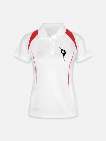 Gymnastik - Frauen Polo atmungsaktiv - Weiß/Rot