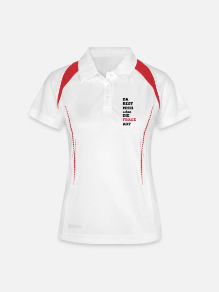 lustig - Frauen Polo atmungsaktiv - Weiß/Rot