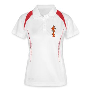 Dog angrily yelling upwards barking loudly yapping - Women's Polo breathable - white/red - Front