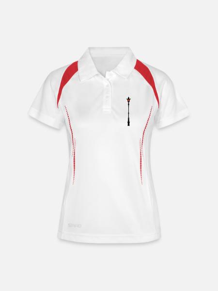 Laterne - Frauen Polo atmungsaktiv - Weiß/Rot