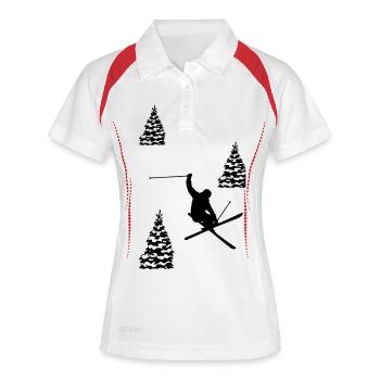 ski - Frauen Polo atmungsaktiv - Weiß/Rot - Vorne