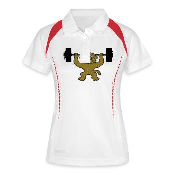 Chien Bodybuilder Muscles forts Gym Haltérophilie - Polo respirant Femme - blanc/rouge - Devant