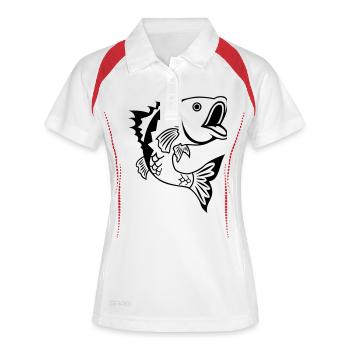 Fisch - Frauen Polo atmungsaktiv - Weiß/Rot - Vorne