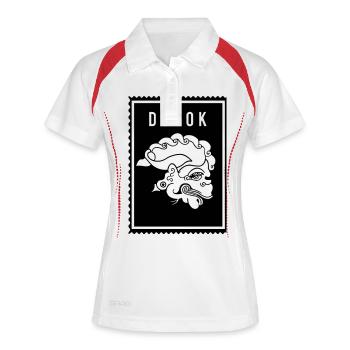Doyok - Wayang - Frauen Polo atmungsaktiv - Weiß/Rot - Vorne