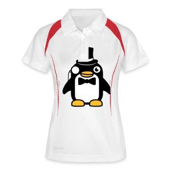 Pingouin Gentleman Sir M. Monocle Haut de Forme - Polo respirant Femme - blanc/rouge - Devant