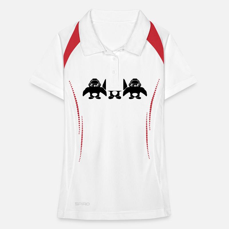 3 Pinguine Bodybuilder Sonnenbrille Kopfhörer Team Frauen Polo atmungsaktiv