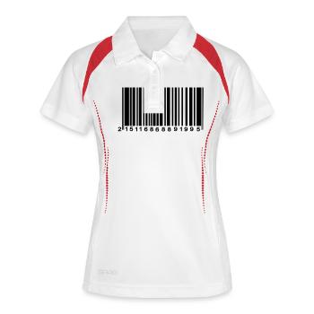 Barcode verschlüsselt - Frauen Polo atmungsaktiv - Weiß/Rot - Vorne