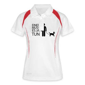 Gassi gehen - Frauen Polo atmungsaktiv - Weiß/Rot - Vorne