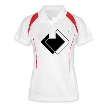 minimal viereck - Frauen Polo atmungsaktiv - Weiß/Rot - Vorne