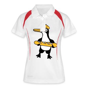 Pingouin Baguette Française Paris France Mignon - Polo respirant Femme - blanc/rouge - Devant