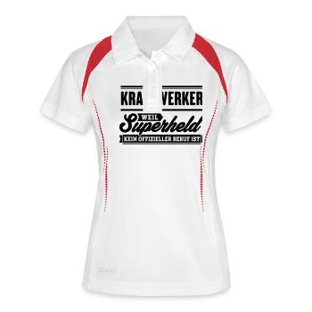 Superheld Kraftwerker - Frauen Polo atmungsaktiv - Weiß/Rot - Vorne