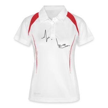 herzschlag skydiver - Frauen Polo atmungsaktiv - Weiß/Rot - Vorne