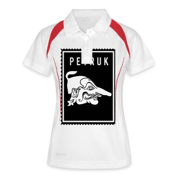 Petruk - Wayang - Frauen Polo atmungsaktiv - Weiß/Rot - Vorne