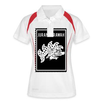 Jurang Grawah -Wayang - Frauen Polo atmungsaktiv - Weiß/Rot - Vorne