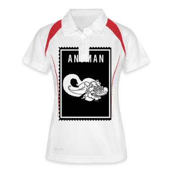 Anoman - Wayang - Frauen Polo atmungsaktiv - Weiß/Rot - Vorne