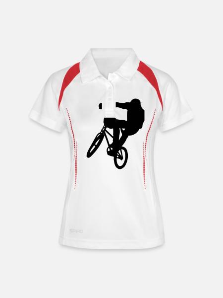 bmx sport - Frauen Polo atmungsaktiv - Weiß/Rot
