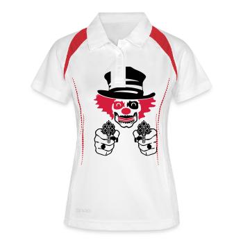 bad circus clown - Frauen Polo atmungsaktiv - Weiß/Rot - Vorne