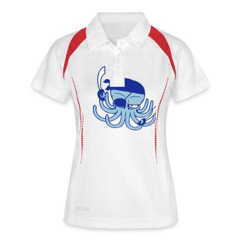 Octopus Pirate Équipage Capitaine Marin Boucanier Voile - Polo respirant Femme - blanc/rouge - Devant
