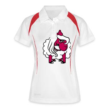 mouton offensé fille femme mauvais œil joli - Polo respirant Femme - blanc/rouge - Devant