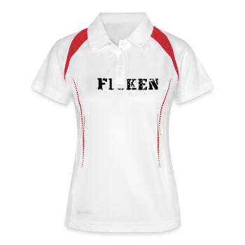 ficken - Frauen Polo atmungsaktiv - Weiß/Rot - Vorne