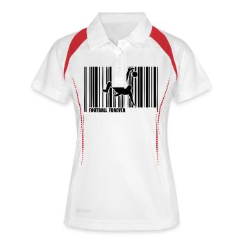 Barcode-Fußball - Frauen Polo atmungsaktiv - Weiß/Rot - Vorne