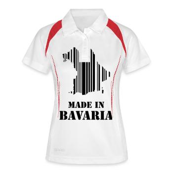 Made in Bavaria Barcode Karte Geschenkidee - Frauen Polo atmungsaktiv - Weiß/Rot - Vorne