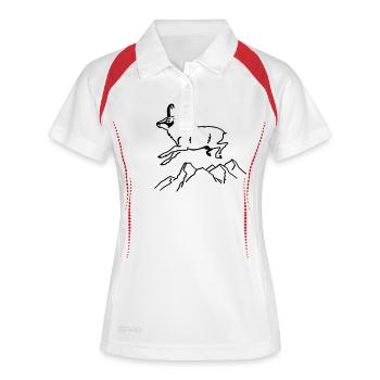 Gemse - Frauen Polo atmungsaktiv - Weiß/Rot - Vorne