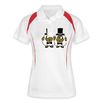 2 Sheep Men's Gentlemen Top Hat Monocle Sir - Women's Polo breathable - white/red - Front