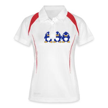 3 Crazy Penguin Friends Crew Team Fun Troop - Polo respirant Femme - blanc/rouge - Devant