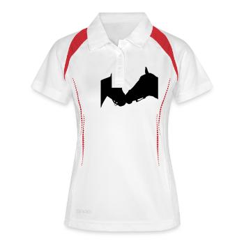 Pferde Silhouette - Frauen Polo atmungsaktiv - Weiß/Rot - Vorne