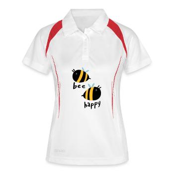 Biene glücklich - Frauen Polo atmungsaktiv - Weiß/Rot - Vorne