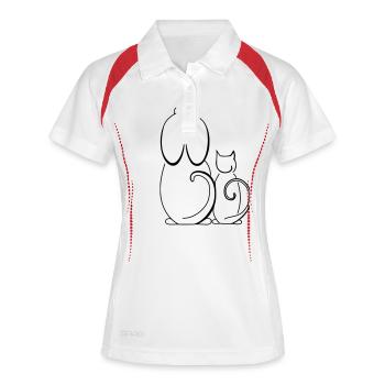 Cat and Dog - Frauen Polo atmungsaktiv - Weiß/Rot - Vorne