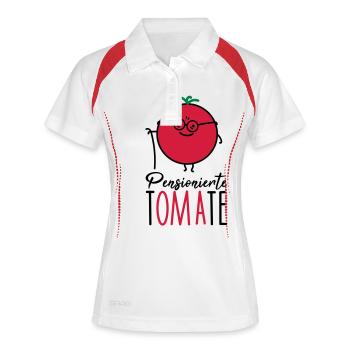 Pensionierte Oma - Frauen Polo atmungsaktiv - Weiß/Rot - Vorne