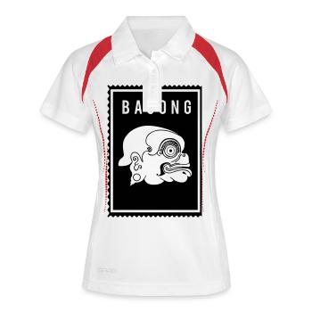Bagong - Wayang - Frauen Polo atmungsaktiv - Weiß/Rot - Vorne
