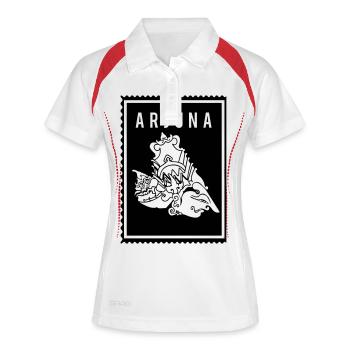 Arjuna - Wayang - Frauen Polo atmungsaktiv - Weiß/Rot - Vorne