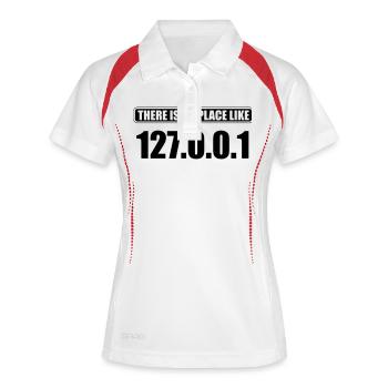 there's no place like 127.0.0.1 - Frauen Polo atmungsaktiv - Weiß/Rot - Vorne