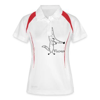 Schlaue Füchsin (a) - Frauen Polo atmungsaktiv - Weiß/Rot - Vorne