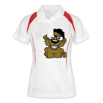 chien nerd hornglasses geek bretelles intelligent drôle - Polo respirant Femme - blanc/rouge - Devant