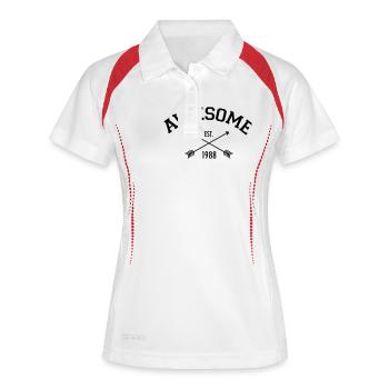 Awesome Est 1988 - Frauen Polo atmungsaktiv - Weiß/Rot - Vorne