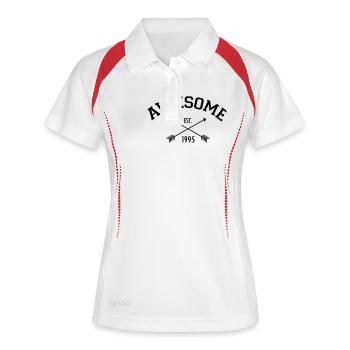 Awesome Est 1995 - Frauen Polo atmungsaktiv - Weiß/Rot - Vorne