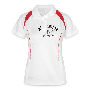 Awesome Est 1990 - Frauen Polo atmungsaktiv - Weiß/Rot - Vorne