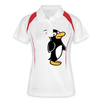 Le pingouin a l’air drôle et prudent sur le côté - Polo respirant Femme - blanc/rouge - Devant