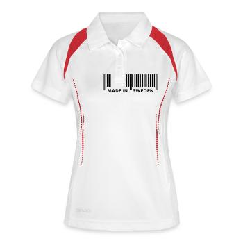 Made in Sweden / Schweden - Frauen Polo atmungsaktiv - Weiß/Rot - Vorne